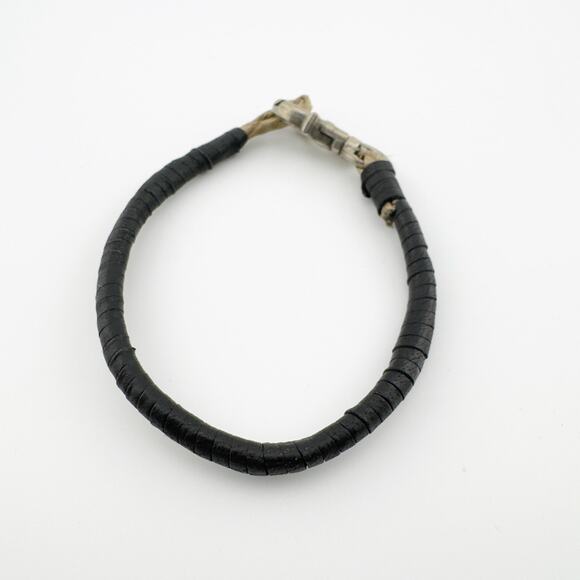 Handcrafted Nautical Rope Bracelet Leather Wrapped Silver Clasp Rustic Design - Picture 6 of 8